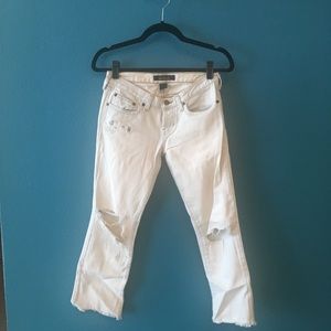 Bleached Ripped/distressed Cropped Low Rise Jeans Y2K